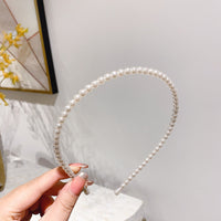 HKM-306643 Korean Style Pure Color Sponge Hair Band with Pearl Headband Options