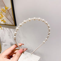 HKM-306643 Korean Style Pure Color Sponge Hair Band with Pearl Headband Options