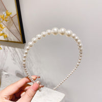 HKM-306643 Korean Style Pure Color Sponge Hair Band with Pearl Headband Options