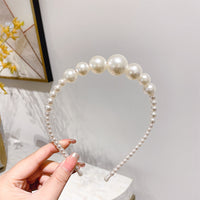 HKM-306643 Korean Style Pure Color Sponge Hair Band with Pearl Headband Options