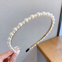 HKM-306643 Korean Style Pure Color Sponge Hair Band with Pearl Headband Options