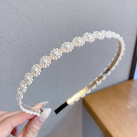 HKM-306643 Korean Style Pure Color Sponge Hair Band with Pearl Headband Options