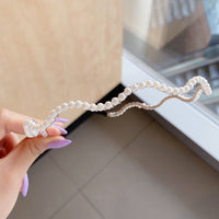 HKM-306643 Korean Style Pure Color Sponge Hair Band with Pearl Headband Options