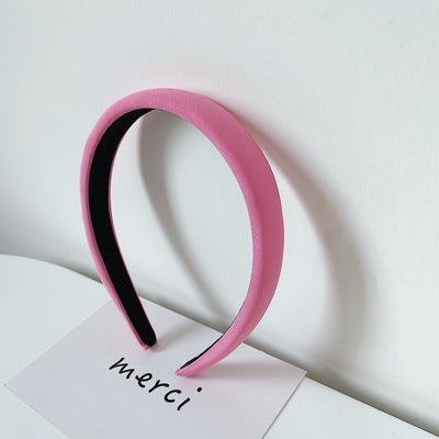 HKM-306643 Korean Style Pure Color Sponge Hair Band with Pearl Headband Options
