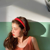 HKM-306643 Korean Style Pure Color Sponge Hair Band with Pearl Headband Options