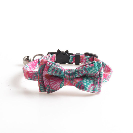 HKM-983379 Colorful Cloth Cat Collar - White Watermelon, Green Avocado, Pink, Blue - 1.0*28 Size