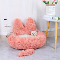 HKM-760211 Cozy Round Plush Pet Bed for Cats and Dogs - Warm Winter Nest Cushion