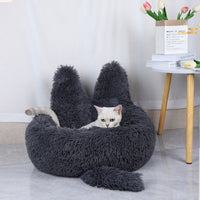 HKM-760211 Cozy Round Plush Pet Bed for Cats and Dogs - Warm Winter Nest Cushion