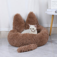 HKM-760211 Cozy Round Plush Pet Bed for Cats and Dogs - Warm Winter Nest Cushion