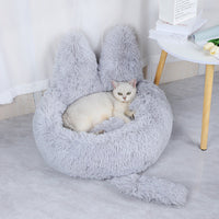 HKM-760211 Cozy Round Plush Pet Bed for Cats and Dogs - Warm Winter Nest Cushion