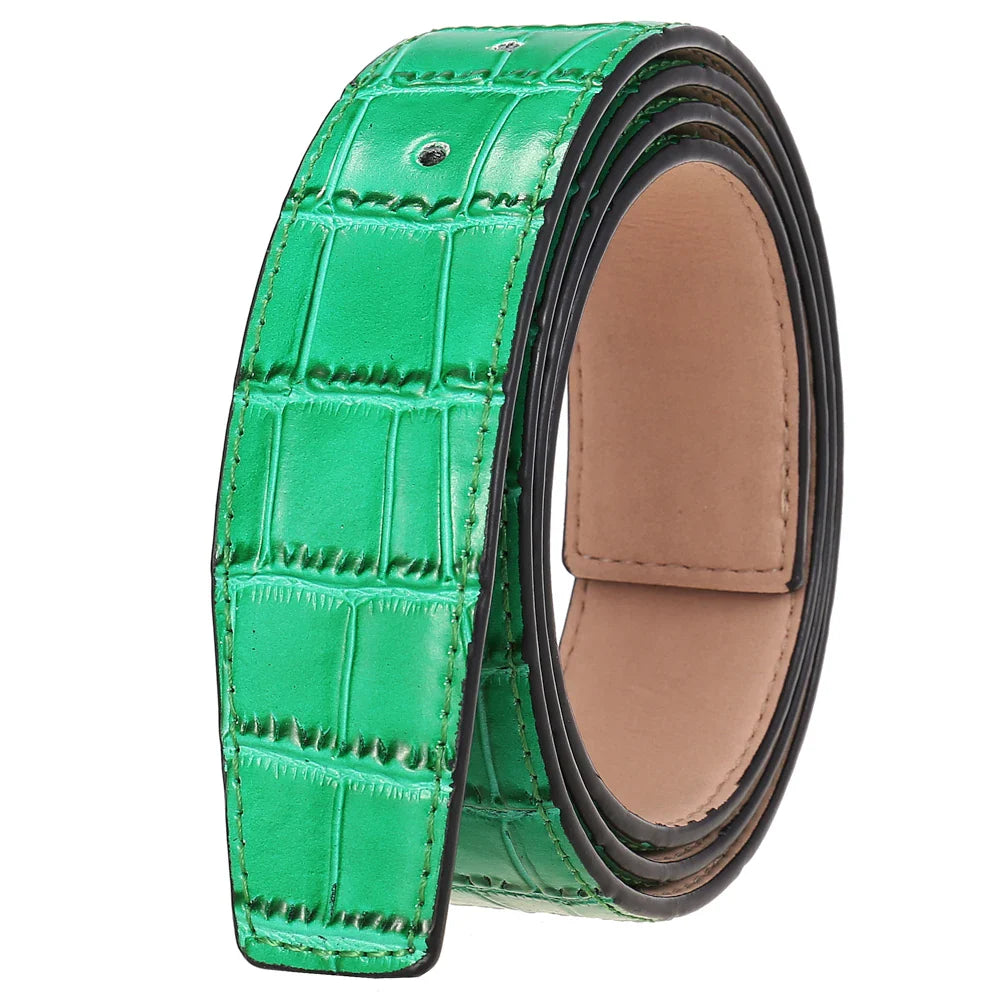 HKM-427795 Genuine Leather 3.8CM Colourful Punching Belt - Versatile Fashion Accessory