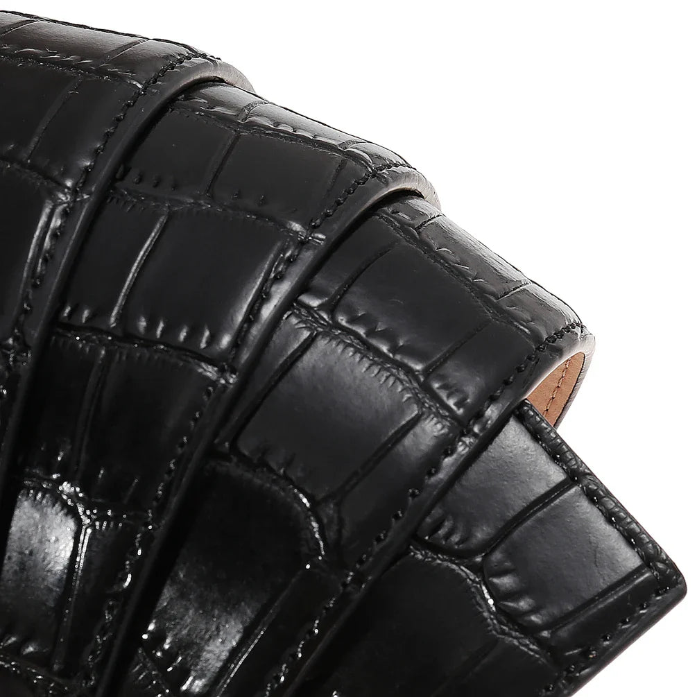 HKM-427795 Genuine Leather 3.8CM Colourful Punching Belt - Versatile Fashion Accessory