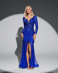 HKM-644499 Elegant Blue Evening Dress for Women - Model EZ25075
