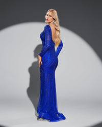HKM-644499 Elegant Blue Evening Dress for Women - Model EZ25075