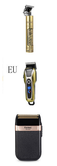 HKM-708243 Rechargeable Double Mesh Razor for Face, Hair, and Body - 45 Minutes Runtime, Washable Design, Black with Gold and Silver Accents