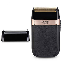 HKM-708243 Rechargeable Double Mesh Razor for Face, Hair, and Body - 45 Minutes Runtime, Washable Design, Black with Gold and Silver Accents