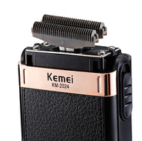 HKM-708243 Rechargeable Double Mesh Razor for Face, Hair, and Body - 45 Minutes Runtime, Washable Design, Black with Gold and Silver Accents