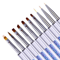 HKM-985619 10-Piece UV Nail Brush Tool Set with 12.6 cm Handles for Nail Art Application