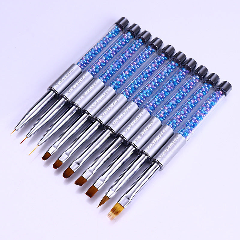 HKM-985619 10-Piece UV Nail Brush Tool Set with 12.6 cm Handles for Nail Art Application
