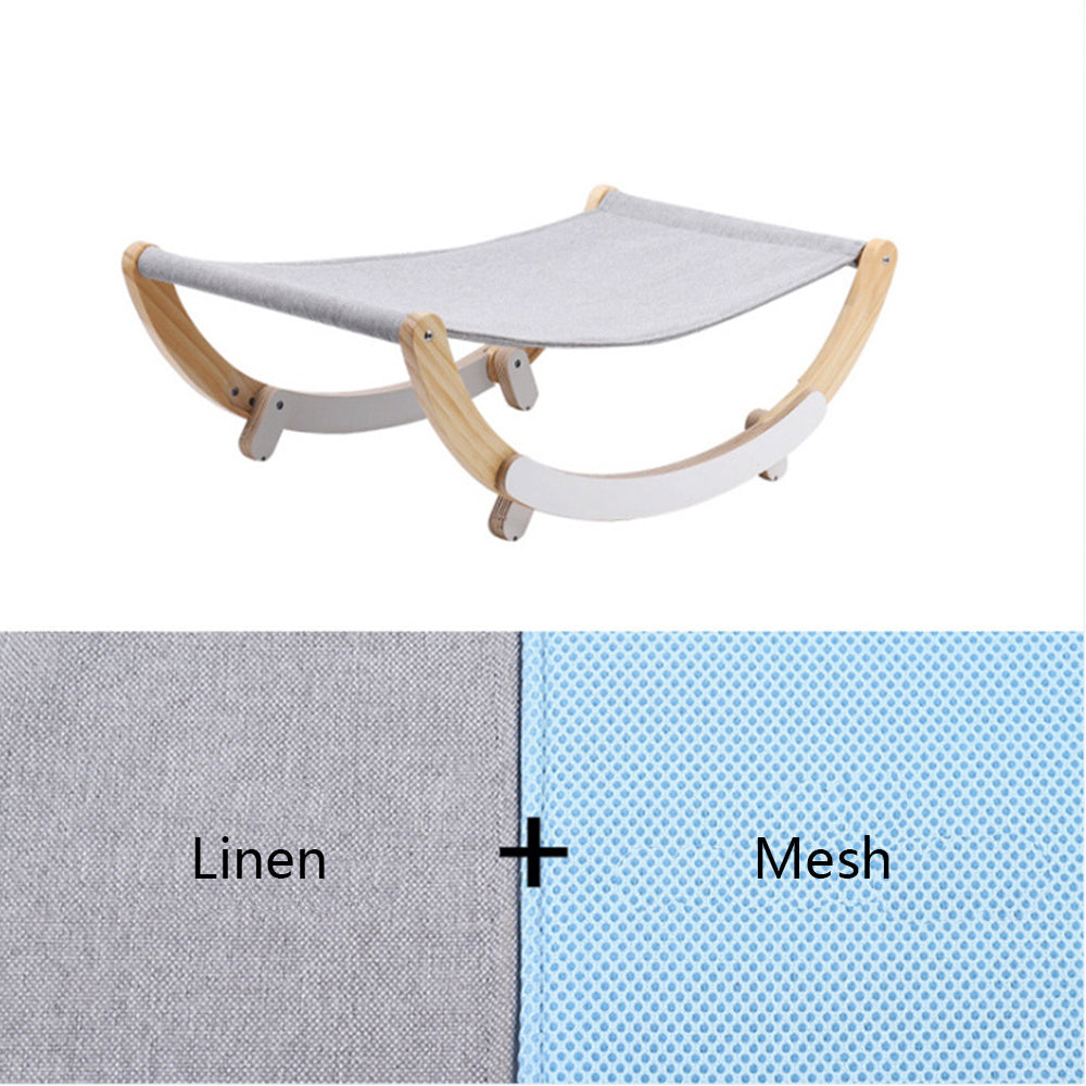 HKM-761683 Wooden Cat and Small Dog Pet Nest with Cushioned Pads and Anti-Slip Design