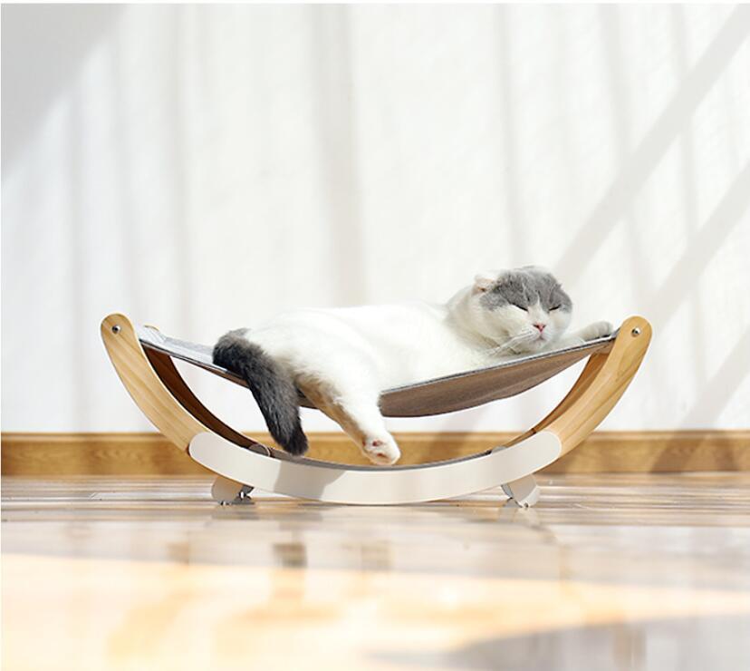 HKM-761683 Wooden Cat and Small Dog Pet Nest with Cushioned Pads and Anti-Slip Design