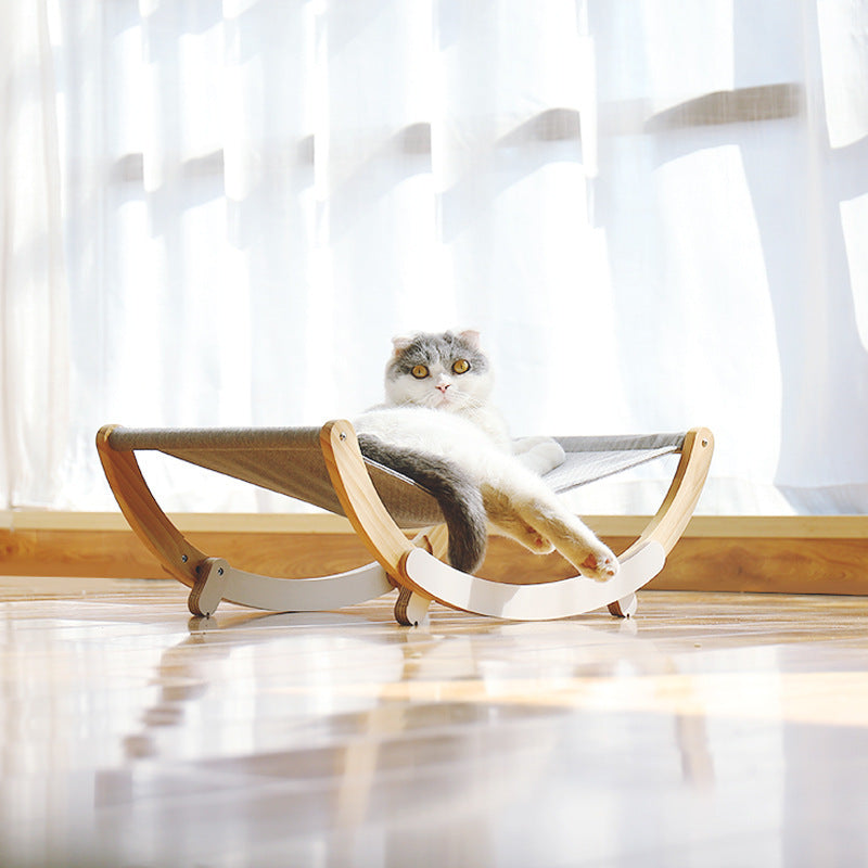 HKM-761683 Wooden Cat and Small Dog Pet Nest with Cushioned Pads and Anti-Slip Design