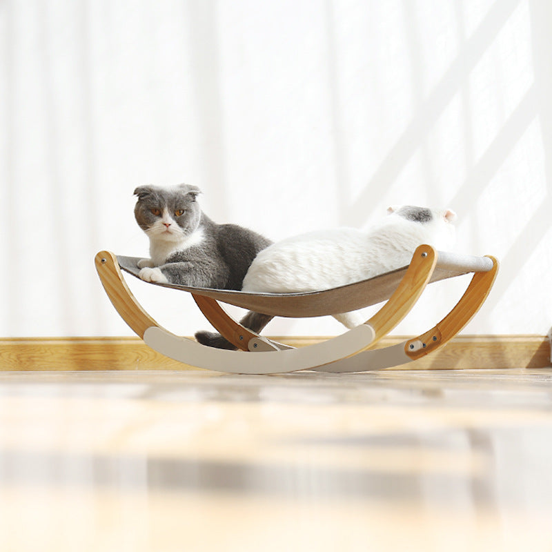 HKM-761683 Wooden Cat and Small Dog Pet Nest with Cushioned Pads and Anti-Slip Design