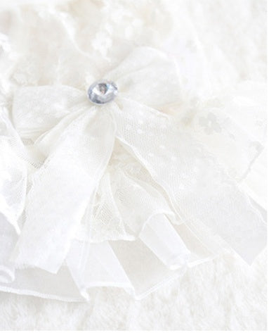HKM-681235 Elegant Lace Bow Skirt for Small Pets ¨C Comfortable Cotton Wedding Dress in White