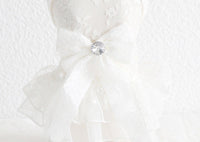 HKM-681235 Elegant Lace Bow Skirt for Small Pets ¨C Comfortable Cotton Wedding Dress in White