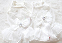 HKM-681235 Elegant Lace Bow Skirt for Small Pets ¨C Comfortable Cotton Wedding Dress in White