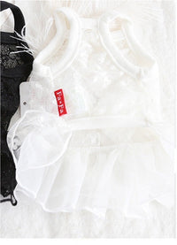 HKM-681235 Elegant Lace Bow Skirt for Small Pets ¨C Comfortable Cotton Wedding Dress in White