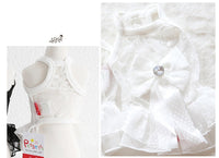 HKM-681235 Elegant Lace Bow Skirt for Small Pets ¨C Comfortable Cotton Wedding Dress in White