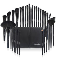 HKM-625107 32-Piece Professional Makeup Brush Set with Portable Wooden Handle and Soft Artificial Fiber Bristles