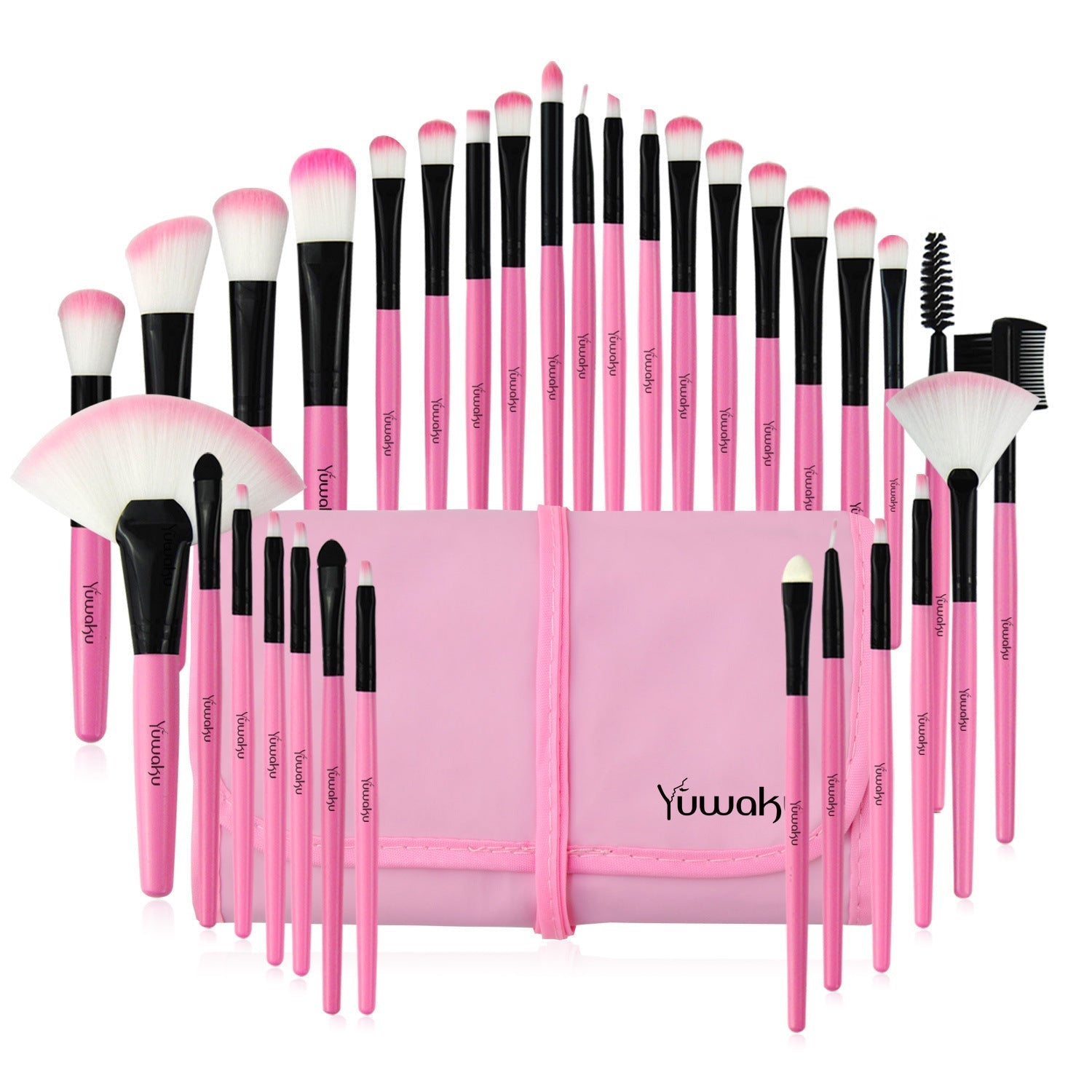 HKM-625107 32-Piece Professional Makeup Brush Set with Portable Wooden Handle and Soft Artificial Fiber Bristles