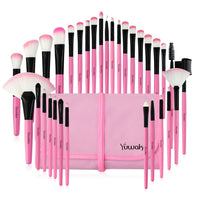 HKM-625107 32-Piece Professional Makeup Brush Set with Portable Wooden Handle and Soft Artificial Fiber Bristles