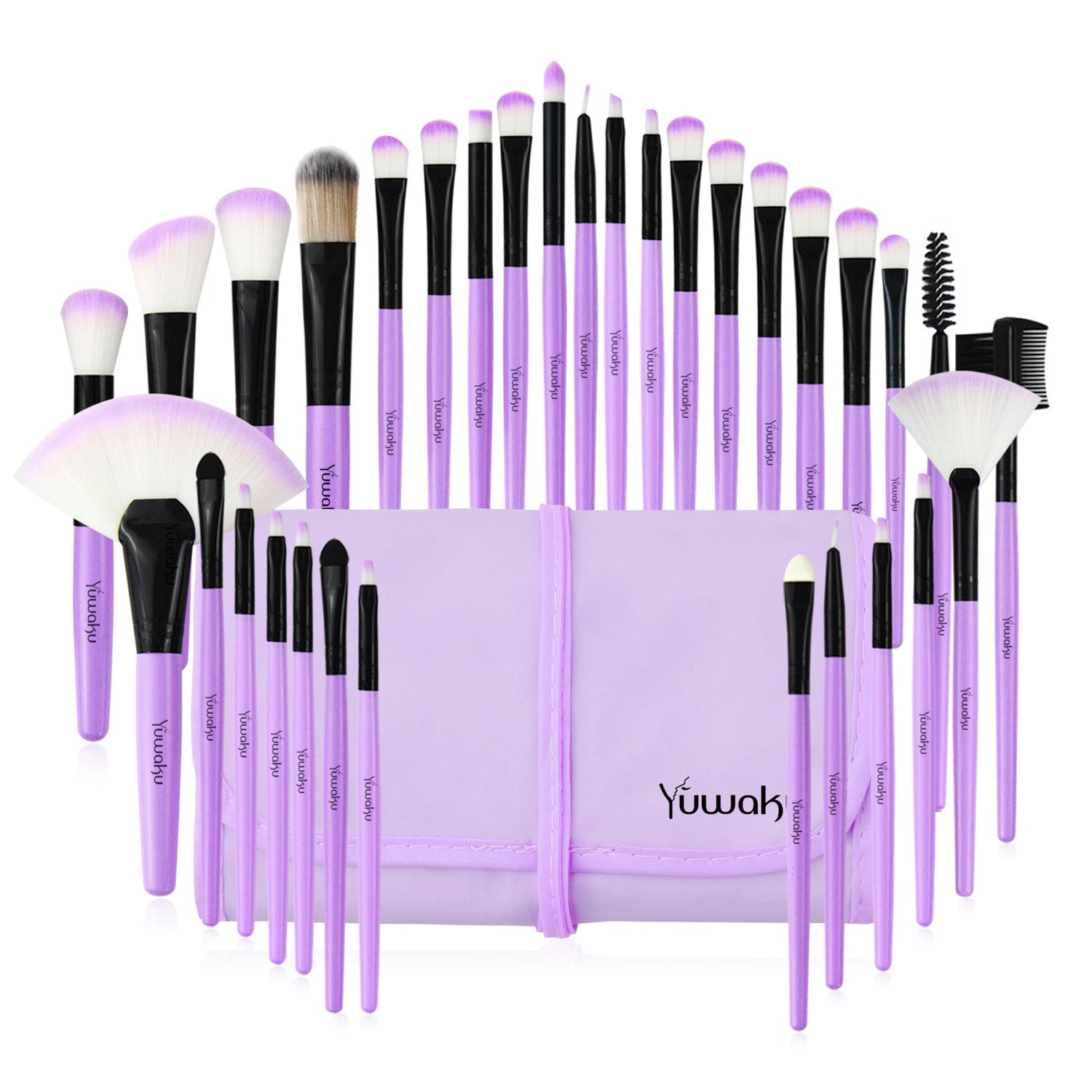 HKM-625107 32-Piece Professional Makeup Brush Set with Portable Wooden Handle and Soft Artificial Fiber Bristles