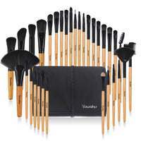 HKM-625107 32-Piece Professional Makeup Brush Set with Portable Wooden Handle and Soft Artificial Fiber Bristles
