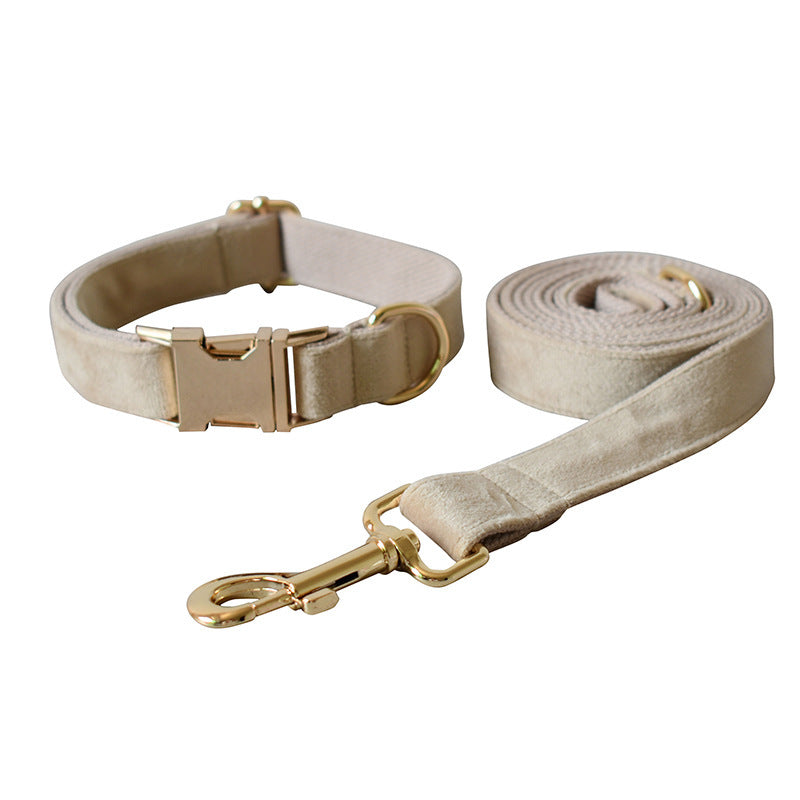 HKM-078867 Nude Velvet Dog Collar with Bow Detail - Casual All-Season Accessory