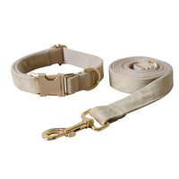 HKM-078867 Nude Velvet Dog Collar with Bow Detail - Casual All-Season Accessory