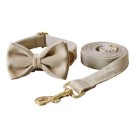 HKM-078867 Nude Velvet Dog Collar with Bow Detail - Casual All-Season Accessory