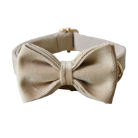 HKM-078867 Nude Velvet Dog Collar with Bow Detail - Casual All-Season Accessory