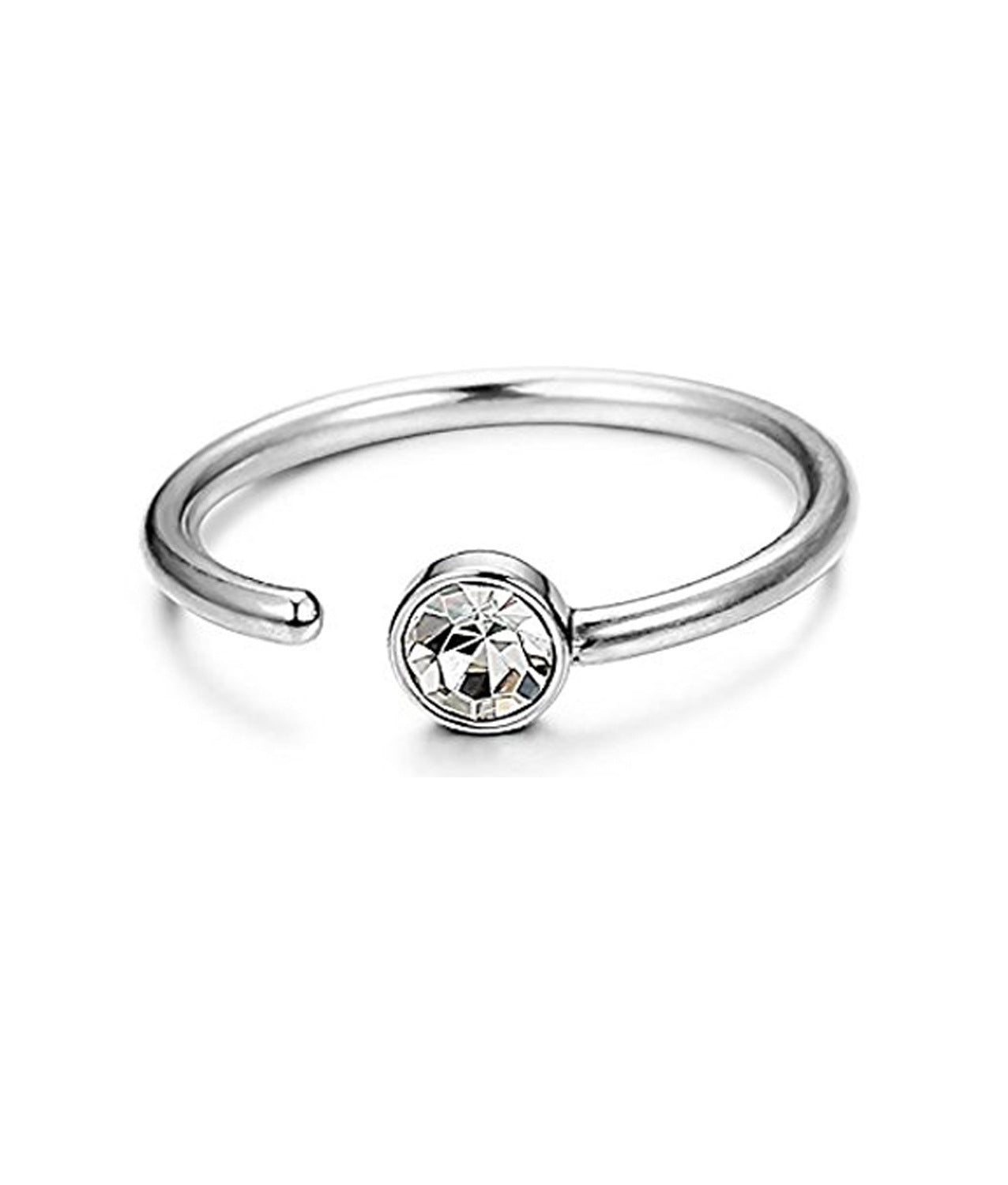 HKM-148307 C-Shaped Stainless Steel Rhinestone Nose Ring for Unisex - Various Colors and Sizes Available