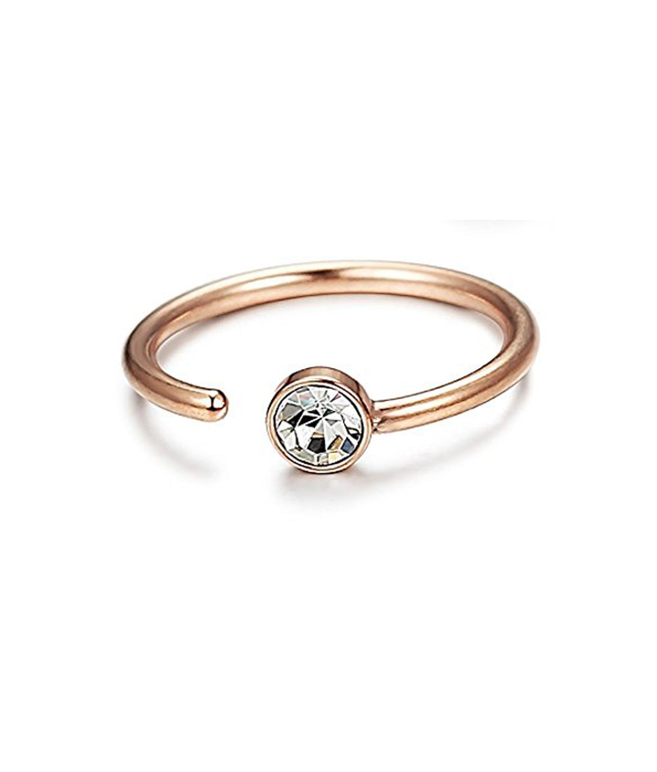 HKM-148307 C-Shaped Stainless Steel Rhinestone Nose Ring for Unisex - Various Colors and Sizes Available