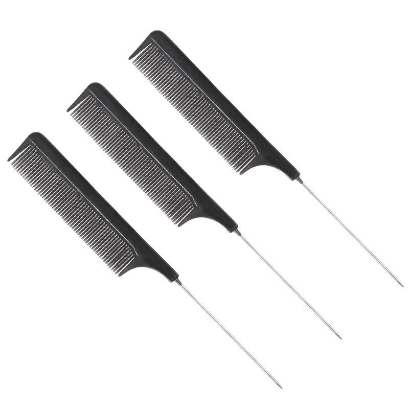 HKM-512467 Precision Tail Comb with Close Teeth - Black Plastic Design