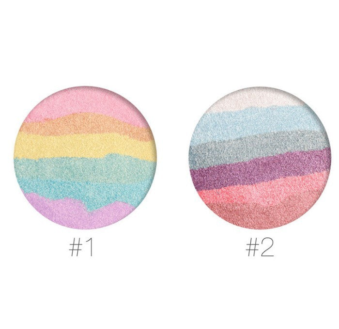 HKM-649619 Rainbow Highlighter Palette with 6 Shimmer Shades for Versatile Makeup Looks
