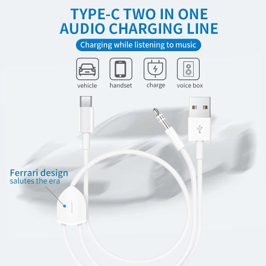 KTX-730899 Type-C to 3.5mm Audio and Charging Splitter Cable for Samsung, LG, Google, and iPad to Car Audio & Headphones