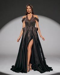 HKM-076243 Elegant Black Evening Dress - Model EZ25218 for Women's Formal Wear