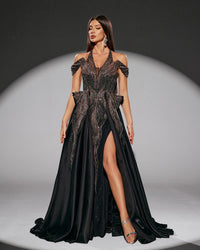HKM-076243 Elegant Black Evening Dress - Model EZ25218 for Women's Formal Wear