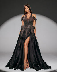HKM-076243 Elegant Black Evening Dress - Model EZ25218 for Women's Formal Wear