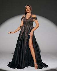 HKM-076243 Elegant Black Evening Dress - Model EZ25218 for Women's Formal Wear